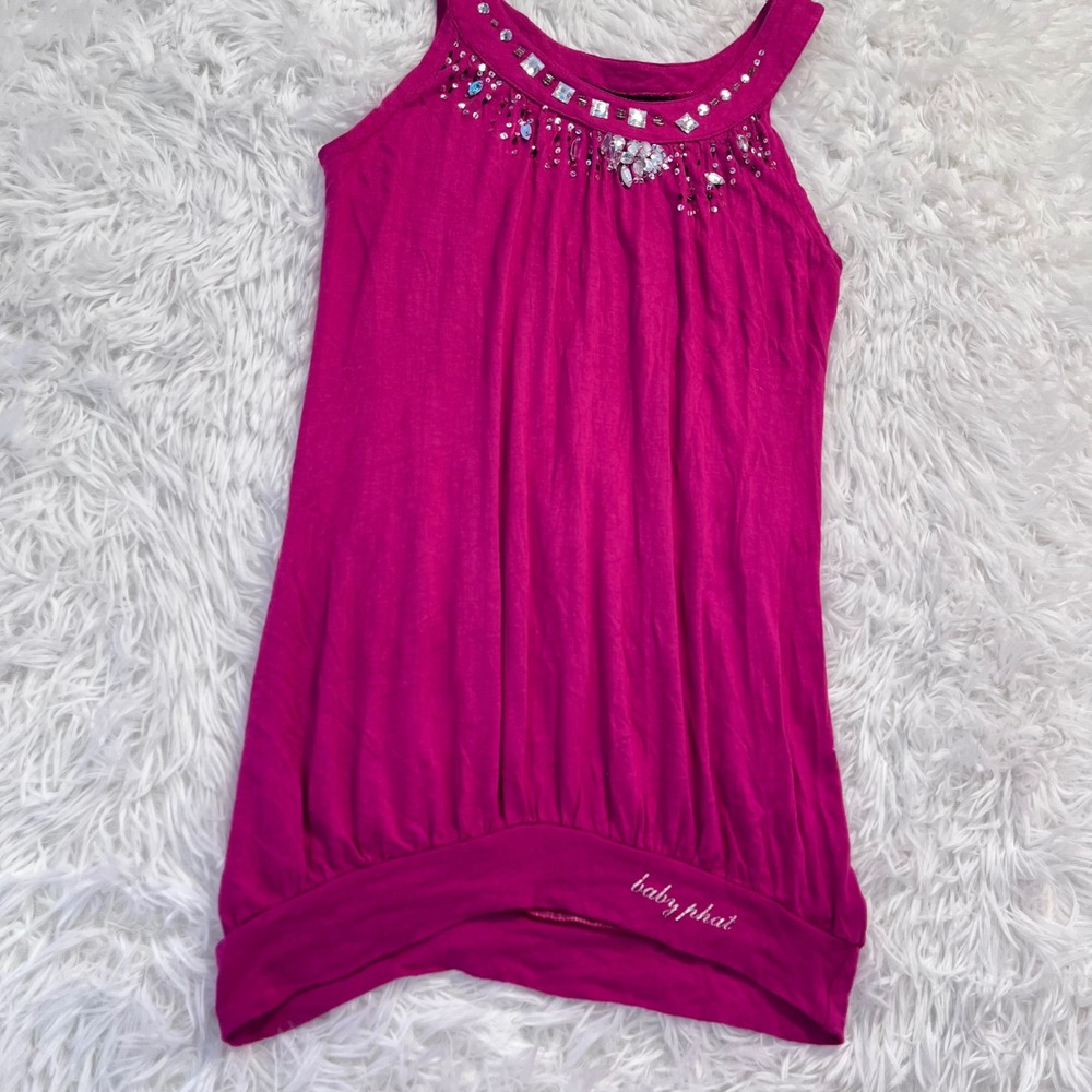 y2k baby phat hot pink rhinestone tank top medium - Picture 2 of 7